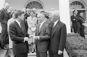 Oceanographer Prints: Kennedy Giving Medal to Cousteau