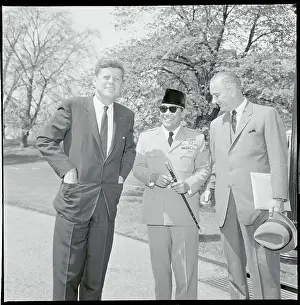 Kennedy and Johnson with Indonesia's Sukarno 1961