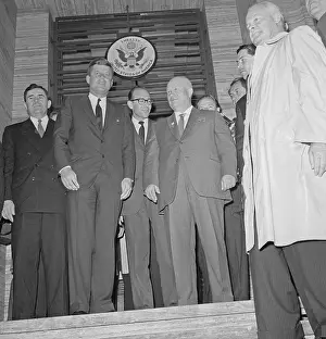 Kennedy and Khrushchev Under US Emblem