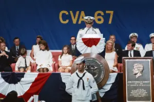 Kennedys at Commissioning of the USS John F. Kennedy