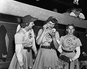 Dugout Prints: Kenosha Comets Pitcher Putting on Makeup