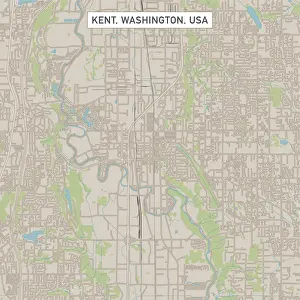 Kent Prints: Kent Washington US City Street Map