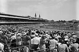 Louisville Prints: Kentucky Derby Spectators Watching Race