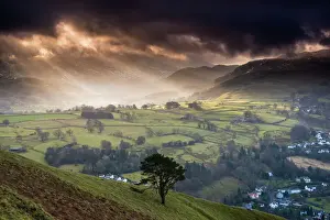 Keswisk Lone tree sunrise. Lake District National park. UK