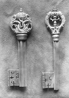 Ornamentation Prints: Two Keys with Intricate Mechanism Details