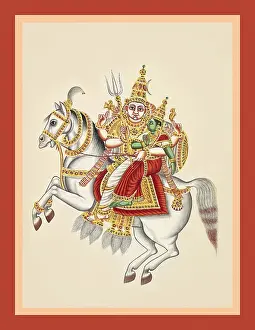 Album Prints: Khanderao and his consort Mhalsa ride a white horse
