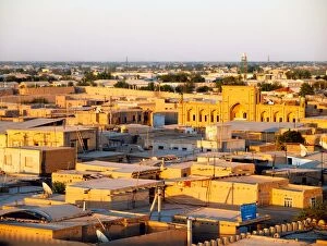 Khiva town from above at sunset