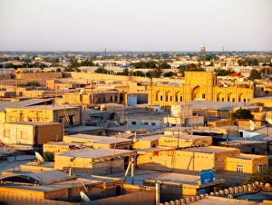 Images Dated 30th April 2012: Khiva town from above at sunset