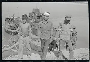 Khmer Communists Walking to Army Command Post