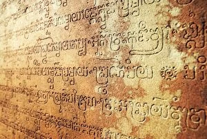 Images Dated 20th February 2007: Khmer writing, Banteay Srei, Angkor Wat