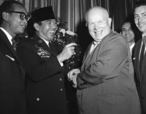 Sukarno Prints: Khrushchev and Sukarno Greeting