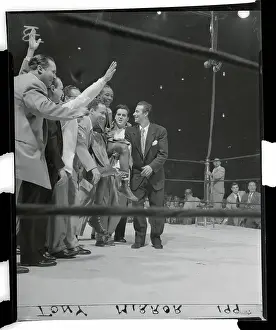Kid Gavilan Celebrating Boxing Victory at Ring Corner