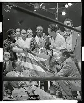 Kid Gavilan in Ring Corner with His Trainers