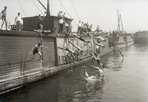 Pre Teen Prints: Kids Diving into the East River