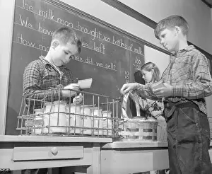 Classroom Prints: Kids Doing Math with Milk Bottles