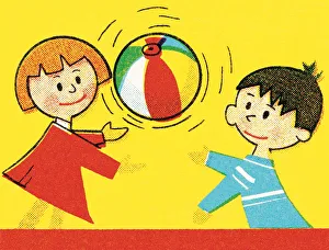 Images Dated 30th September 2003: Kids playing with a beach ball