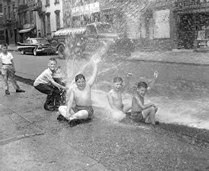 Spraying Prints: Kids Playing Around Fire Hydrant