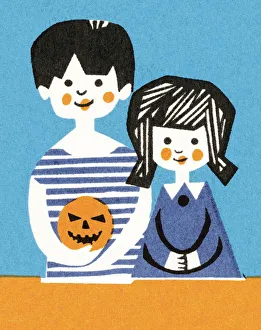 Images Dated 11th February 2004: Kids with pumpkin