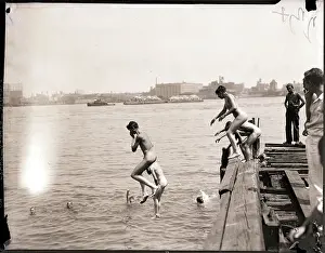 Swimwear Prints: Kids Swimming in the East River