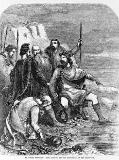 King Canute at Seashore with His Courtiers