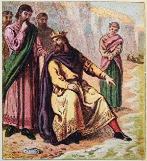 King Canute and the tide, apocryphal anecdote illustrating the piety or humility