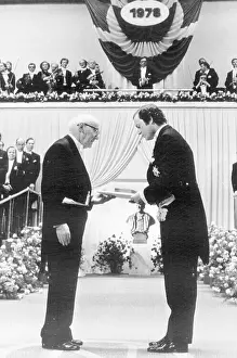 King Carl Gustaf Delivering Literature Award to Isaac B. Singer