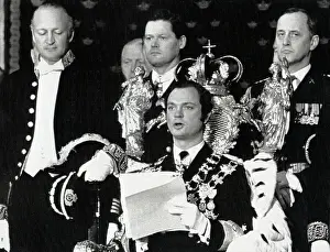 Parliament Prints: King Carl Gustaf Seated on His Throne