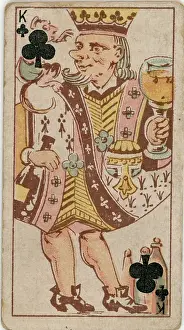 King of Clubs, Vintage Harlequin Playing Card and Collectible Tobacco Card, 1888