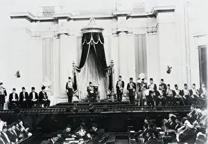 Parliament Prints: King of Egypt Seated at Ceremony on Stage