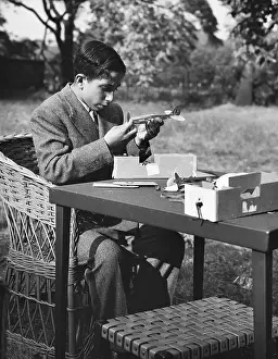 Iraq Prints: King Faisal II Builds Model Airplane