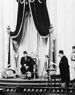 King Farouk Sitting on His Throne