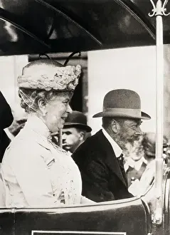 Miniature Prints: King George and Queen Mary on Mini Railway