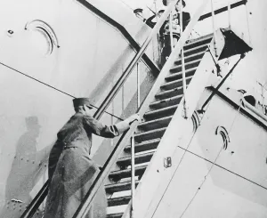 Tromso Prints: King Haakon VII Boarding Cruiser
