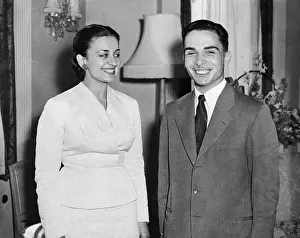 Hussein Prints: King Hussein of Jordan with Wife Queen Dina
