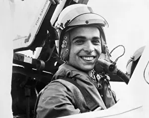 Cockpit Prints: King Hussein In Plane Cockpit, Smiling