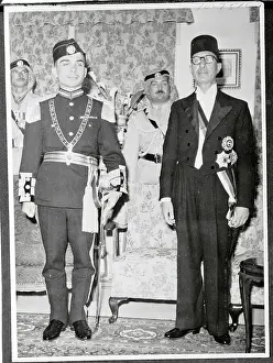 Hussein Prints: King Hussein and Premier Abulhoda Standing at Attention
