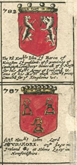 Images Dated 1st March 2013: King Kingston and Scudamore coat of arms copperplate 17th century