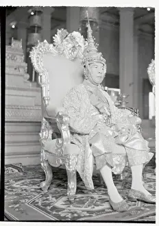 King Norodom Suramarit Wearing Cambodian State Crown