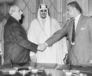 King Saud with Shukry El Kuwatly and Gamal Abdel Nasser