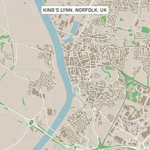 Norfolk Prints: Kingas Lynn Norfolk UK City Street Map