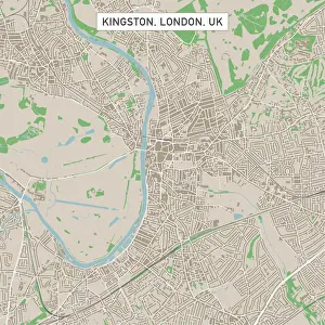 Street Map Prints: Kingston London UK City Street Map