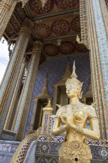 Wat Phra Kaeo Prints: Kinnari statue, Wat Phra Kaeo or Wat Phra Kaew