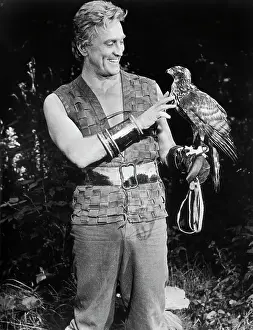 Falcon Prints: Kirk Douglas Holding a Falcon