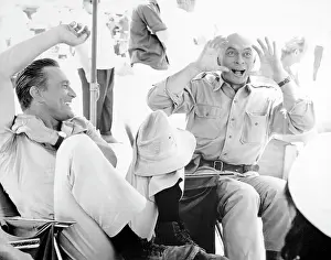 Kirk Douglas and Yul Brynner Having Fun Together During Filming Break