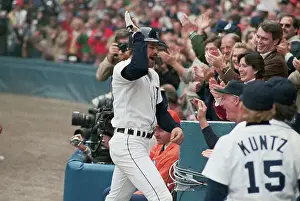 Kirk Gibson and Teammates Jubilantly Gesturing After Game Win