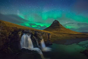 Images Dated 28th October 2013: Kirkjufell night landscape with northern light