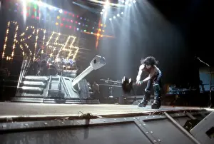 Prints of CIRCA 1977: (L-R). Paul Stanley of the rock and roll band Kiss performs onstage in circa 1977. (Photo by Michael Ochs Archives/Getty Images) Icons Unmasked: Kiss Performing