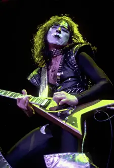 Prints of CIRCA 1983: Guitarist Vinnie Vincent of the rock and roll band Kiss performs onstage in circa 1983. (Photo by Michael Ochs Archives/Getty Images) Icons Unmasked: Kiss Performing