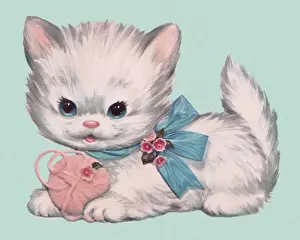 Kitten and Ball of Yarn