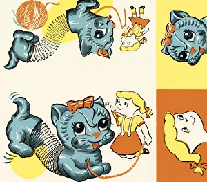 Images Dated 11th November 2010: Kitten and girl pattern
